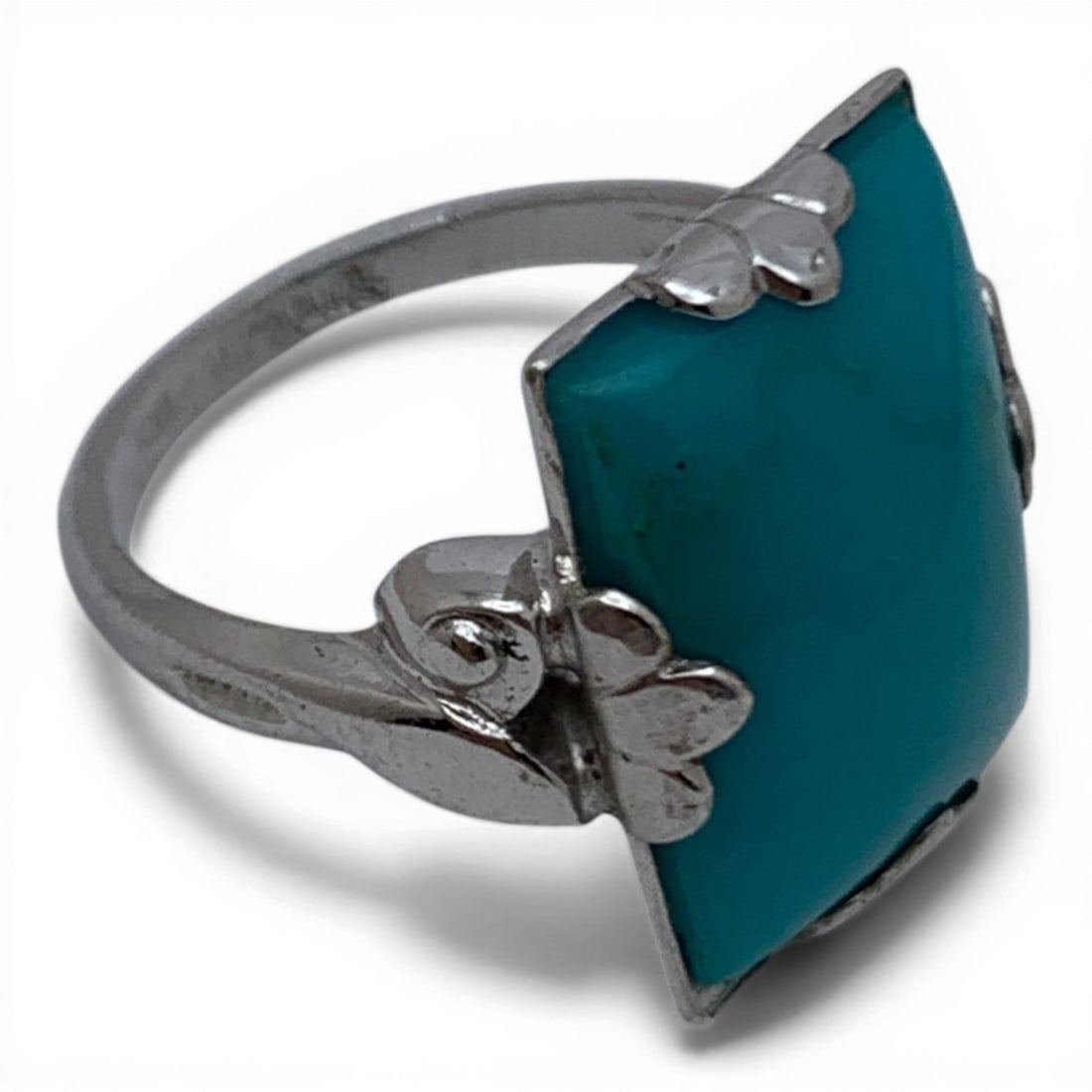 Sterling Silver & Blue Stone Ring - 4