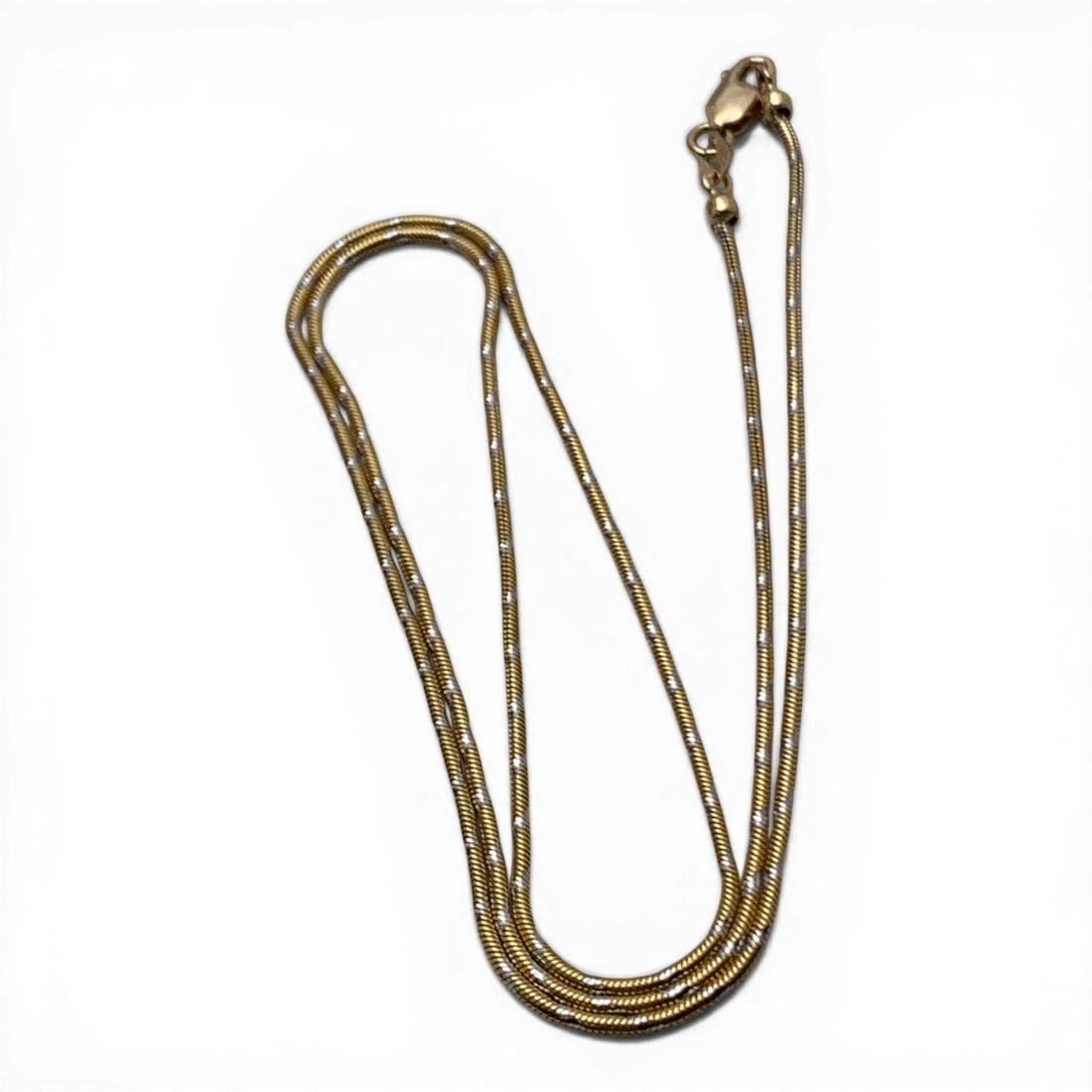 14k Two Tone Gold Snake Style Necklace: Marked 14k - 18 3/8" Long - 3.4 Dwt