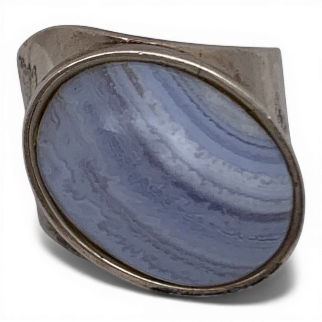 D T R Sterling Silver & Blue Agate Ring (1 of 5)