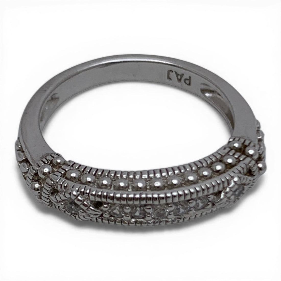 Sterling Silver & Clear Stone Ring - 5