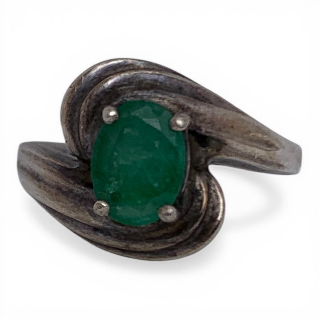 Sterling Silver & Solitaire Emerald Ring (1 of 5)