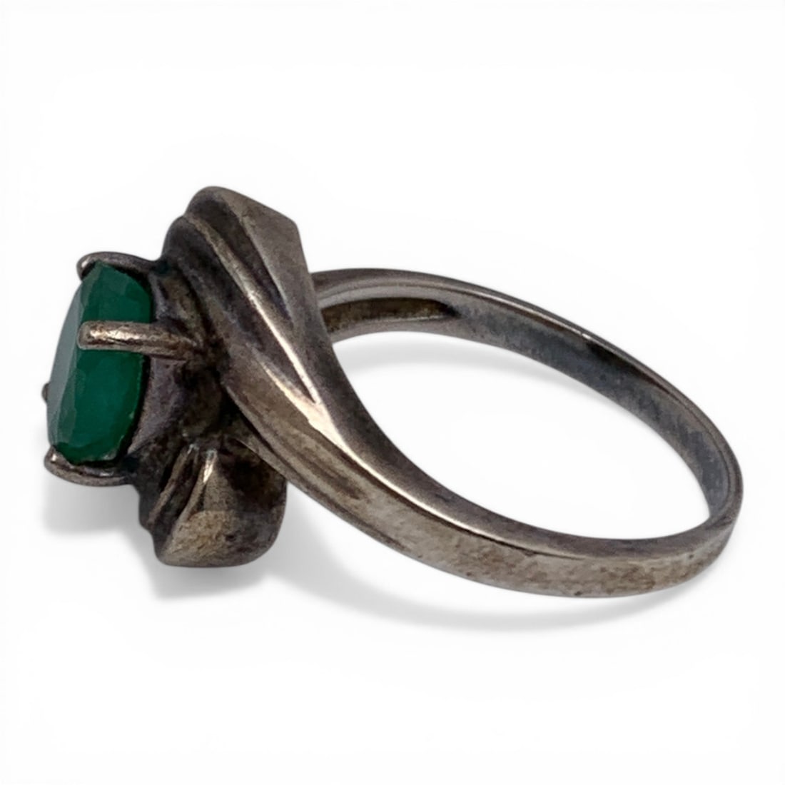 Sterling Silver & Solitaire Emerald Ring - 2