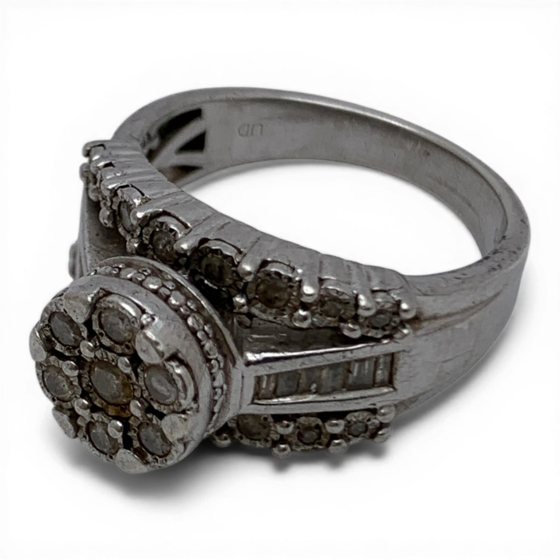 Sterling Silver & Clear Stone Cluster Ring - 2