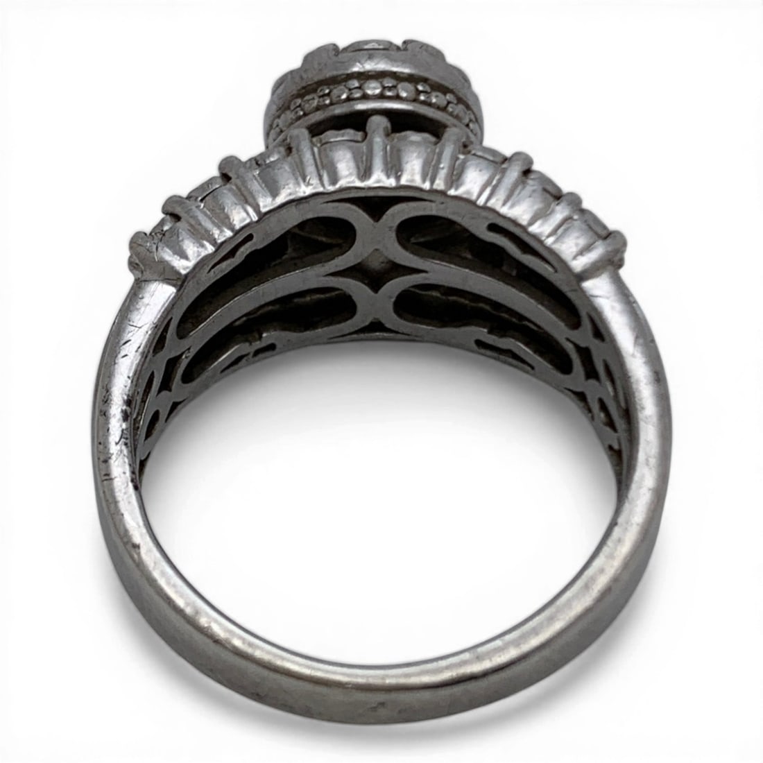 Sterling Silver & Clear Stone Cluster Ring - 3