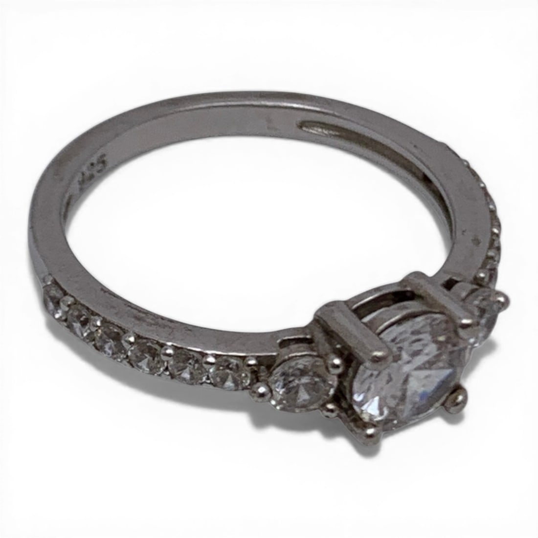 Sterling Silver & Clear Stone Ring - 4