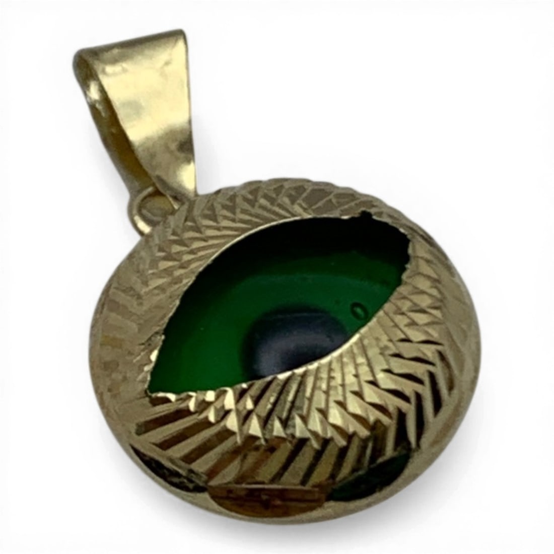14k Yellow Gold Evil Eye Pendant: Marked 14k - 3/4" Long - 0.7 DwtGemstones Tested With Presidium Gem Tester Il - Berners Does Not Guarantee Authenticity Of Gemstones