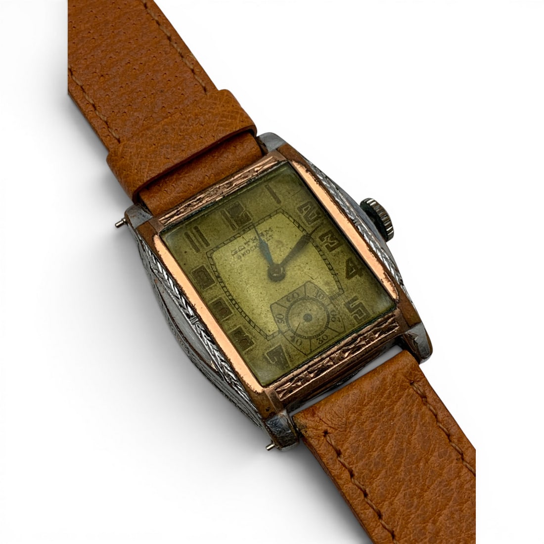 Vintage Gotham Wrist Watch: Marked On Face: Gotham Shock BiltMarked On Band: Kreisler, Genuine Pigskin, Hong Kong10" Long - 27.25mm Face Diameter