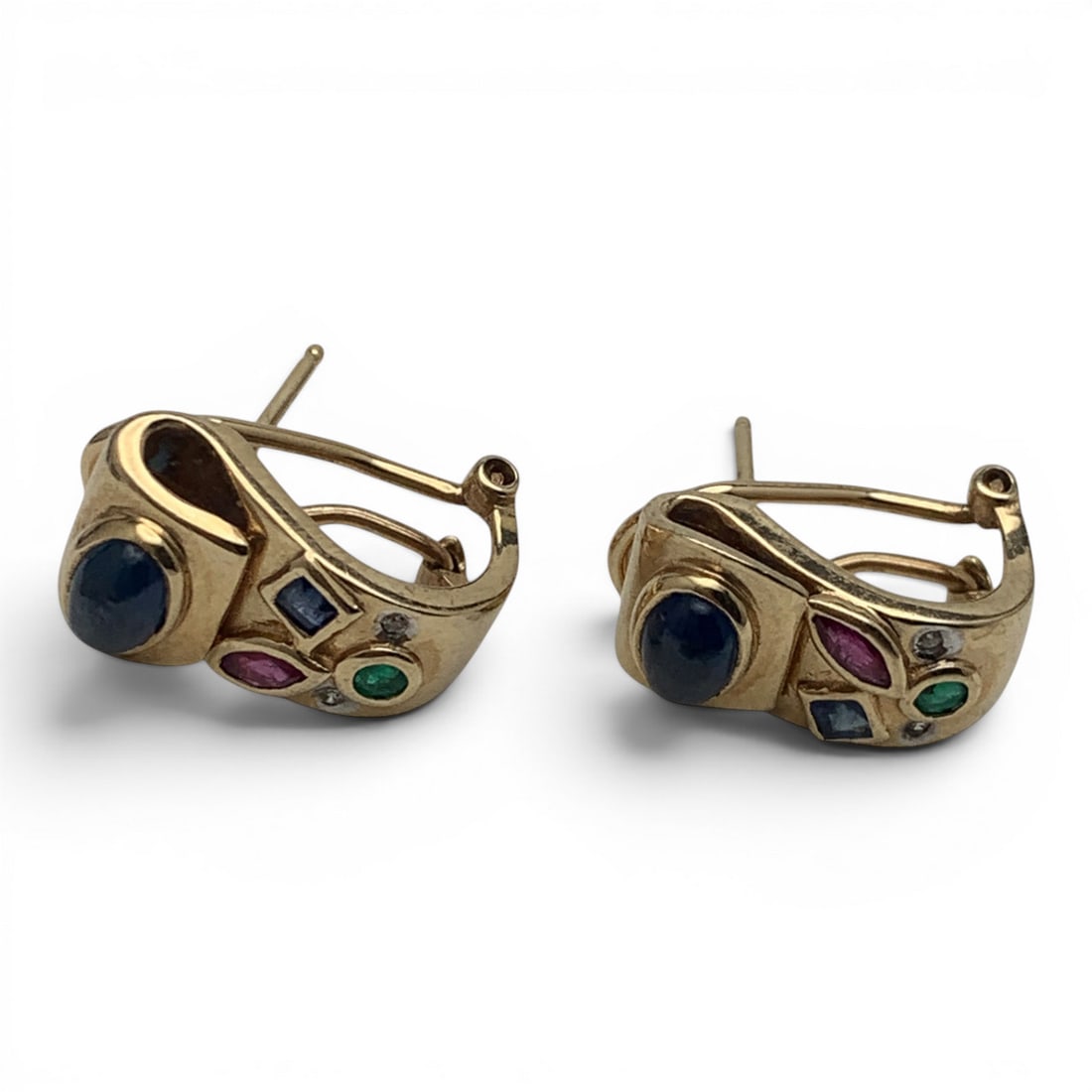 Vintage 14k Yellow Gold & Precious Stone Earrings (1 of 3)