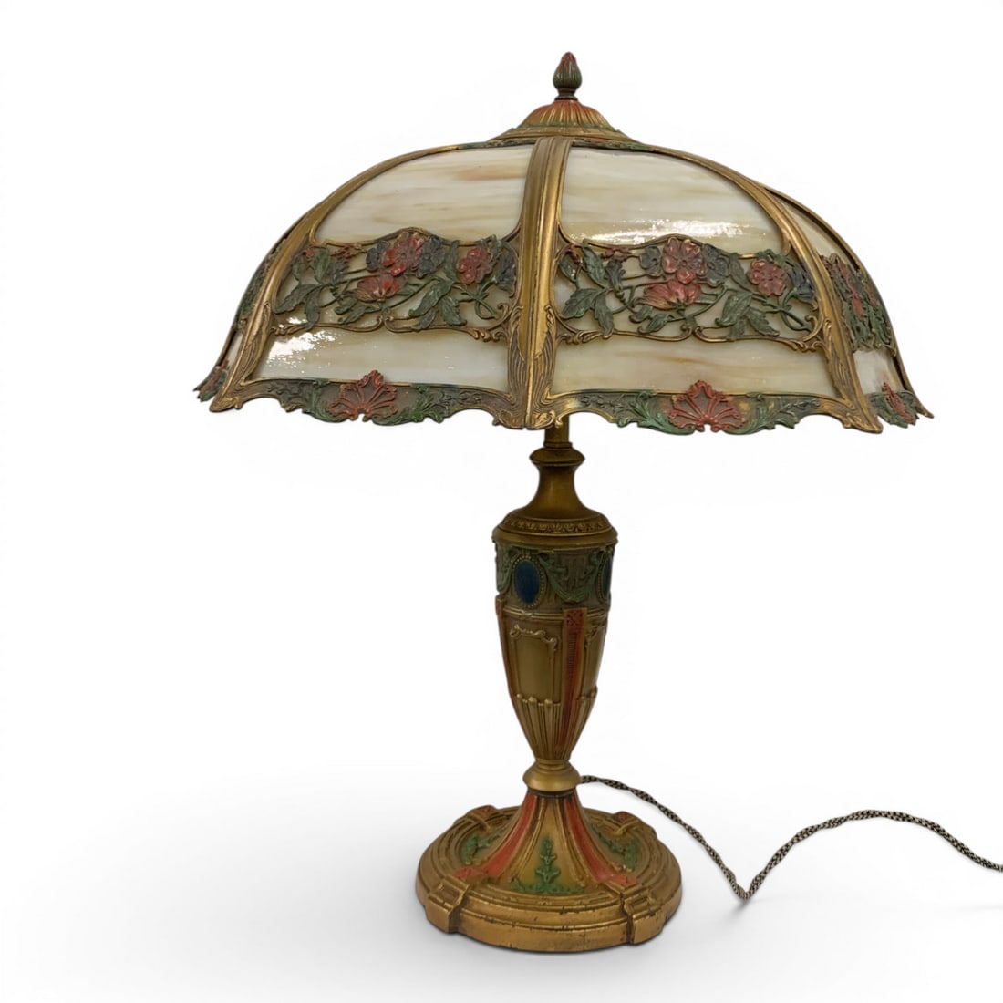 Antique Slag Glass Table Lamp (1 of 7)