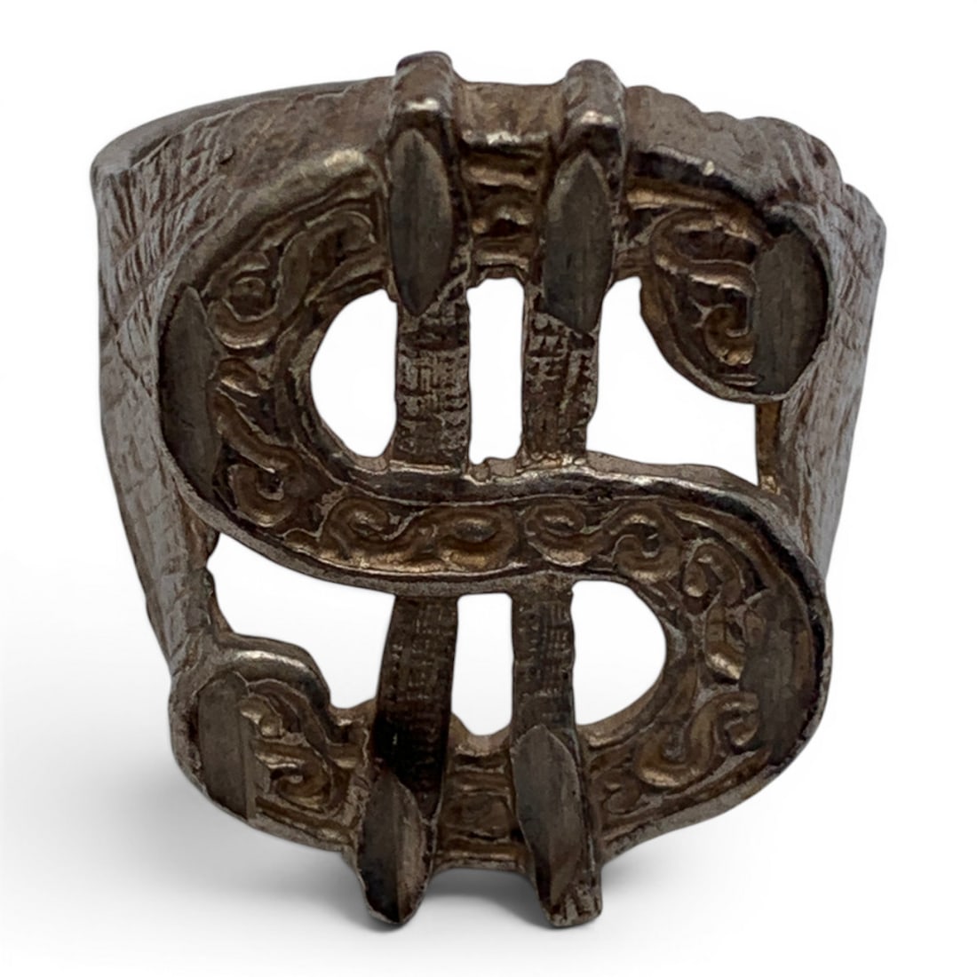 Sterling Silver Dollar Sign Ring - 6
