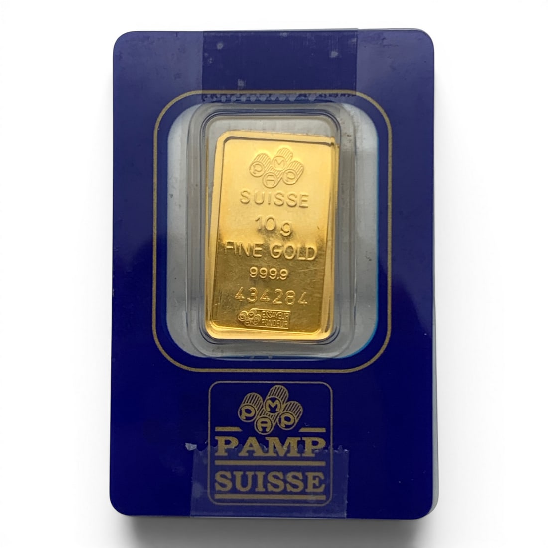 Pamp Suisse 10g 999.9 Fine Gold Bar: Marked On Obverse: Suisse 10g, Fine Gold, 999.9, 434284, Essayeur Fondeur