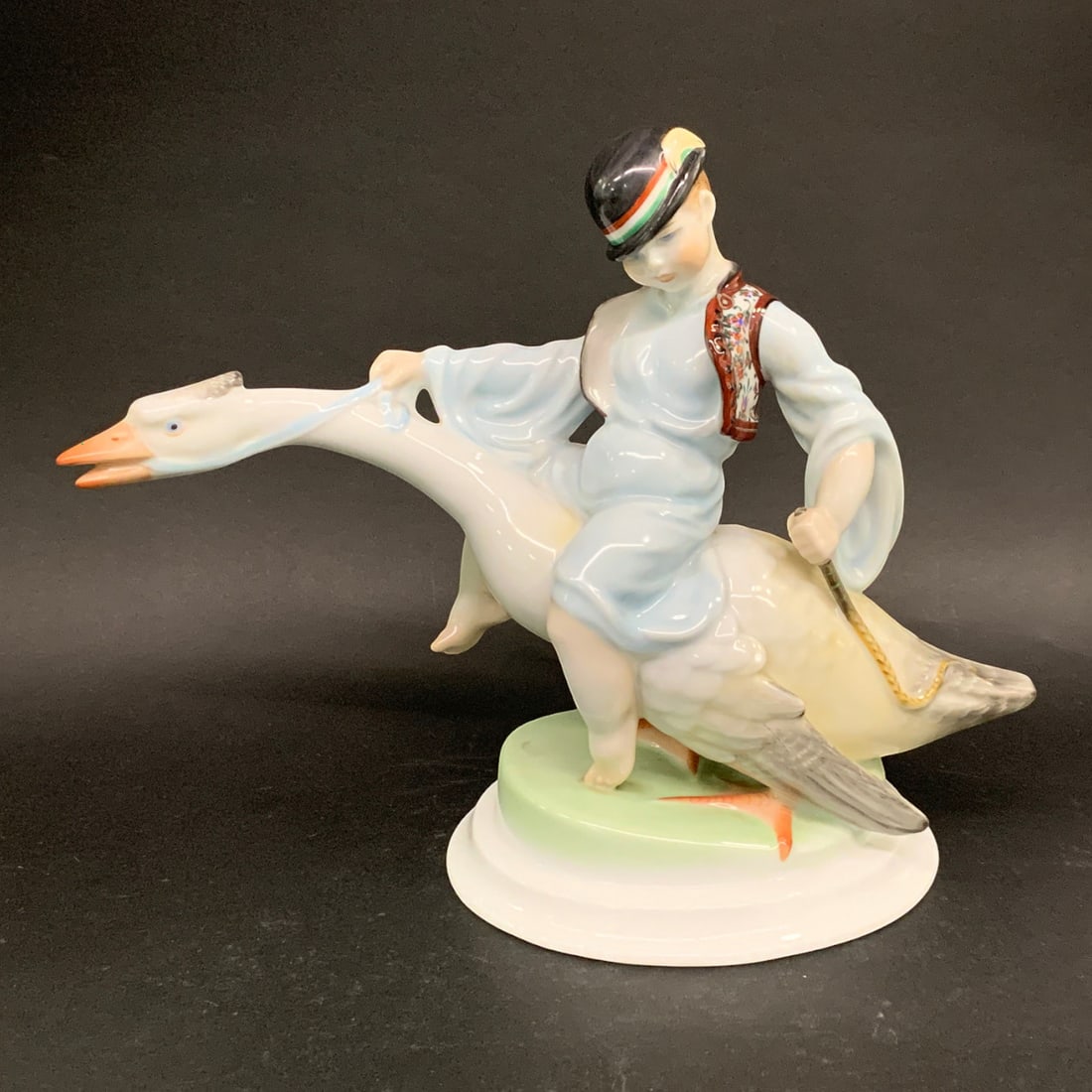 Herend Porcelain Figurine, Boy Riding Goose (1 of 10)