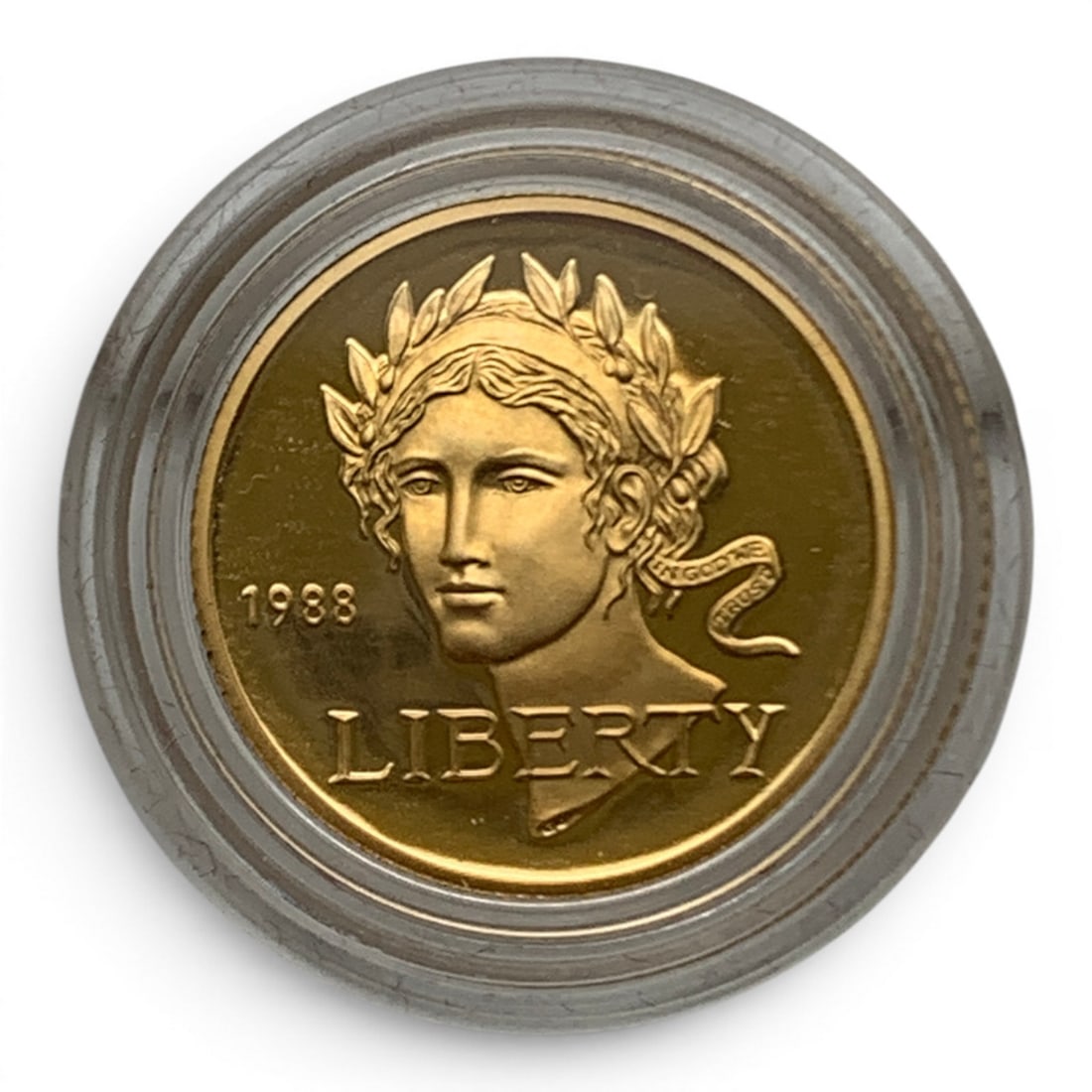 1988 $5 U. S. Olympic Gold Coin: Marked On Obverse: 1988 LibertyMarked On Reverse: Usa, United States Of America, Five Dollars