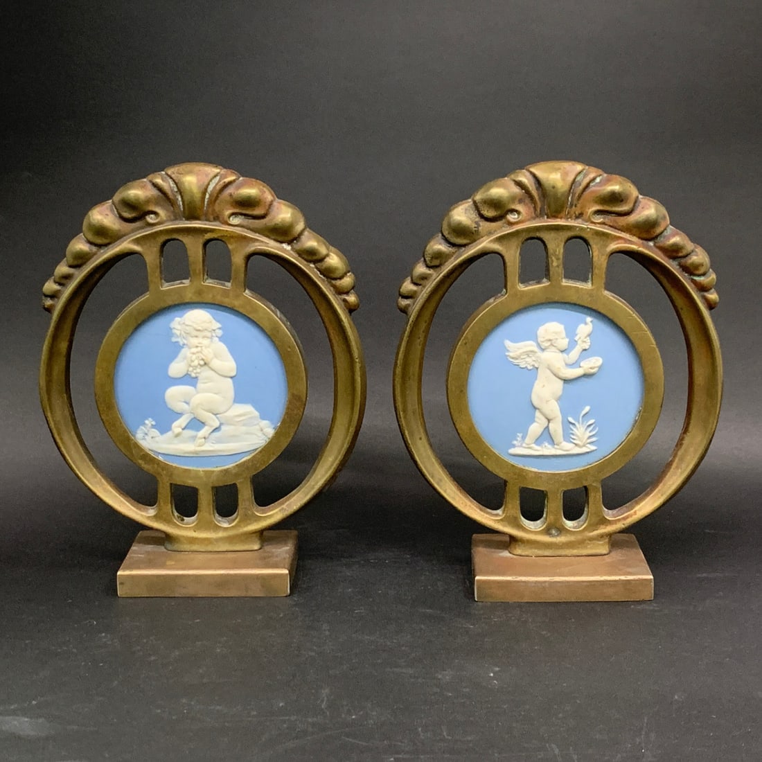 Pair Of Brass & Wedgwood Fireplace Stands (1 of 11)