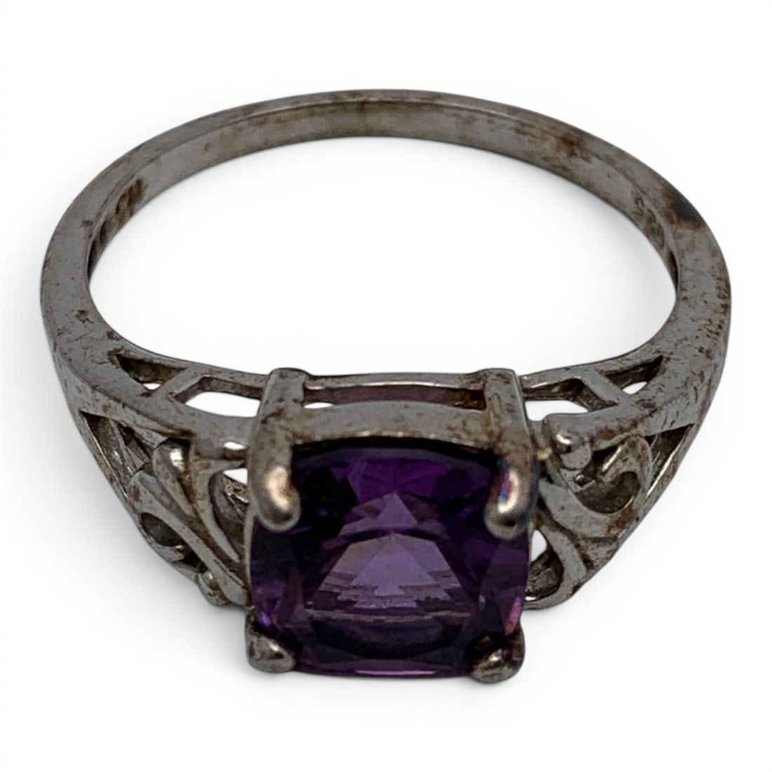Sterling Silver & Purple Stone Ring - 2