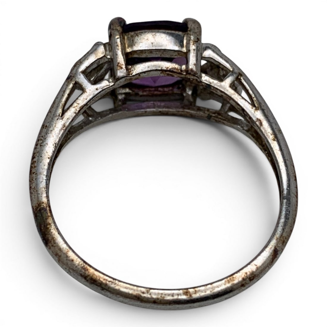 Sterling Silver & Purple Stone Ring - 4