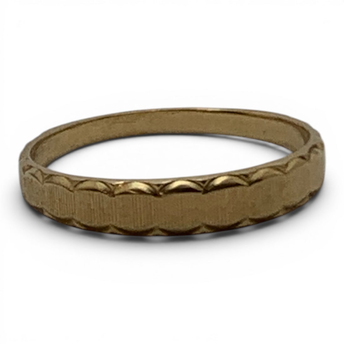 14k Yellow Gold Band: 14k Yellow Gold Band Featuring A Textured DesignMarked 14k - Size 8.75 - 1.2 Dwt