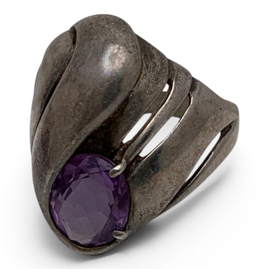 Sterling Silver & Purple Stone Ring - 2