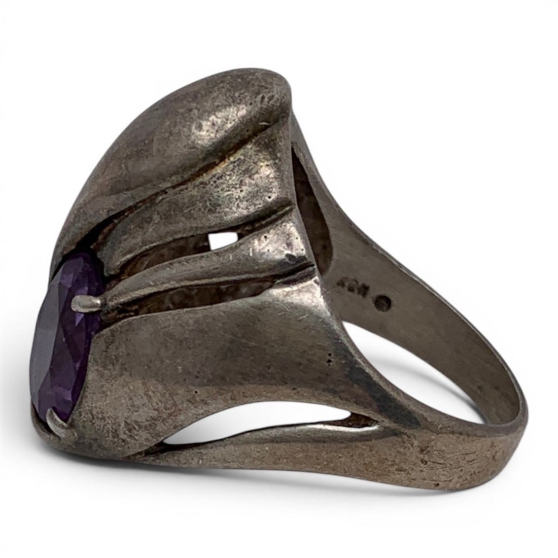 Sterling Silver & Purple Stone Ring - 3