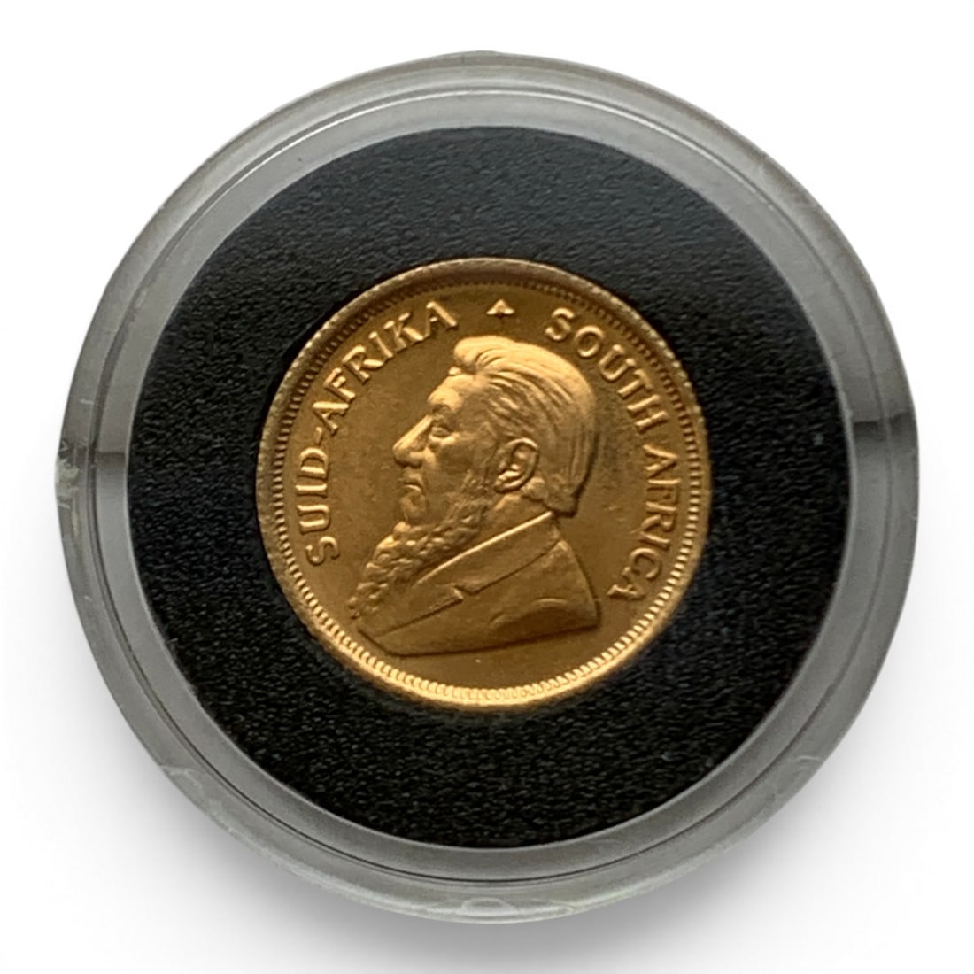 1981 South African 1/10oz Gold Krugerrand Coin: Marked On Obverse: Suid Afrika, South AfricaMarked On Reverse: 1981 1/10 Krugerrand, Fyn Goud 1/10oz Fine Gold