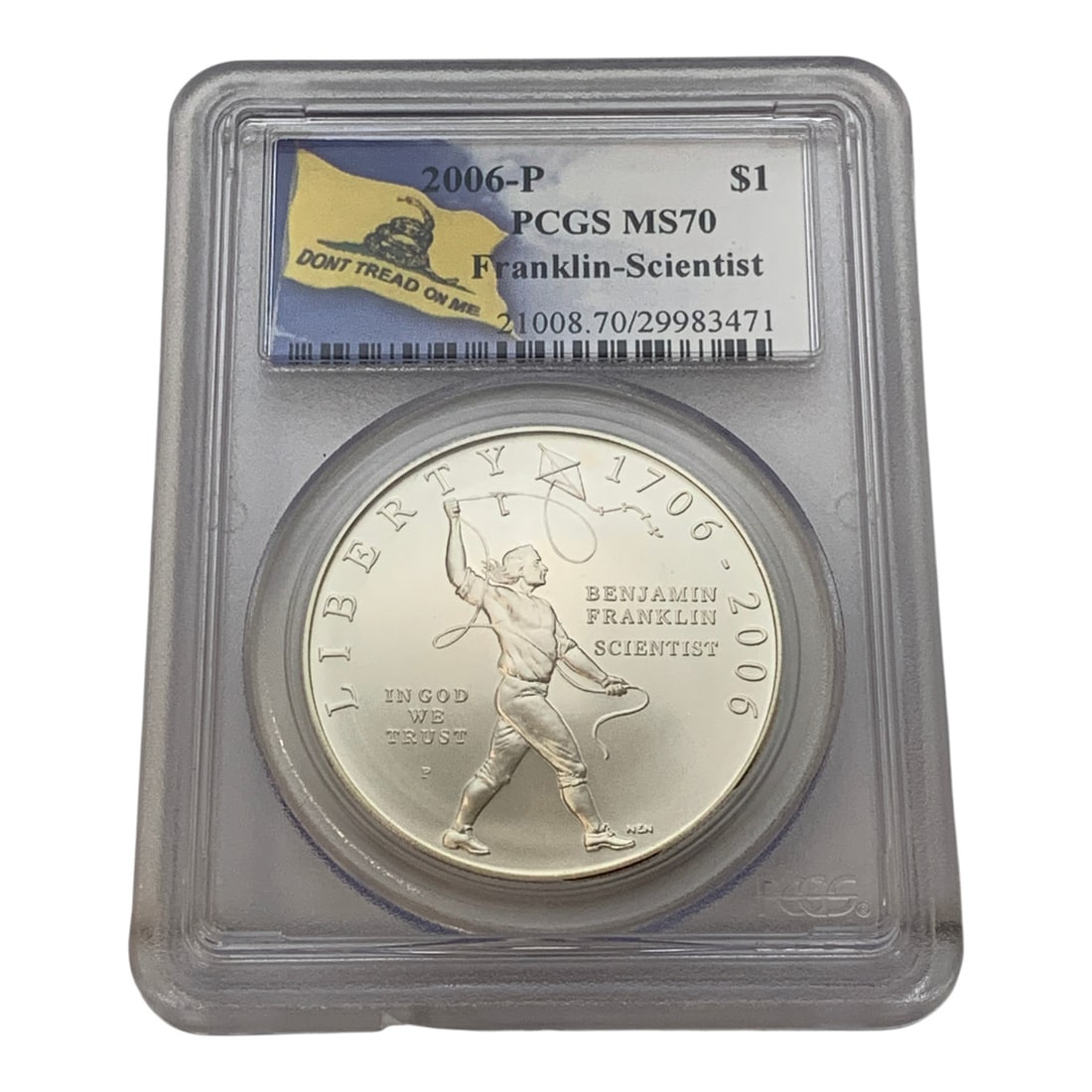 Pcgs 2006 P Franklin Scientist Silver $1 Round: In Pcgs Graded Case - Ms 70 - 90% Silver ContentMarked On Obverse: Liberty, Benjamin Franklin Scientist, PMarked On Reverse: United States Of America, One Dollar