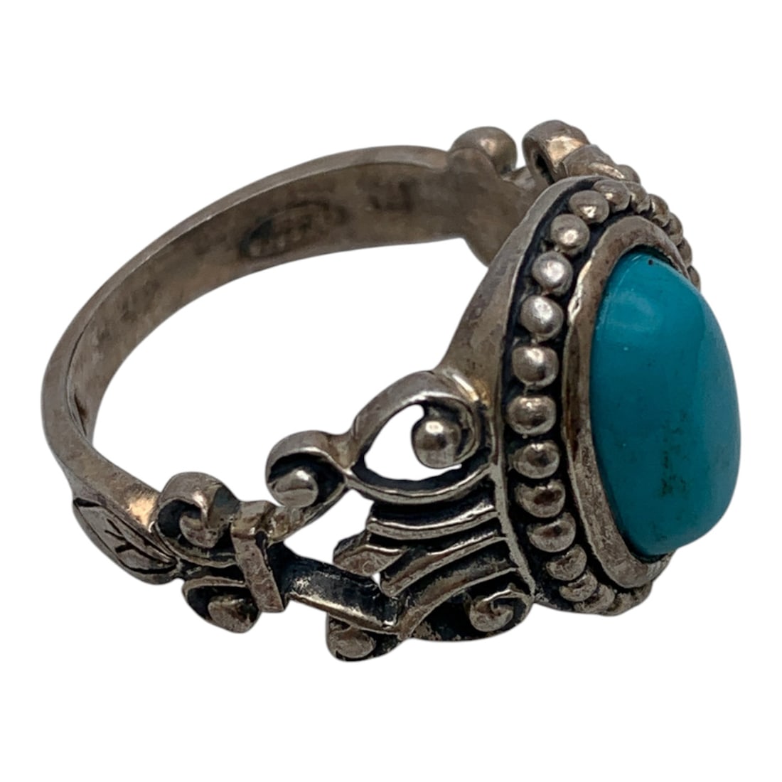 Sterling Silver & Blue Turquoise Ring - 3
