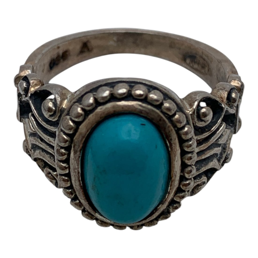 Sterling Silver & Blue Turquoise Ring - 6