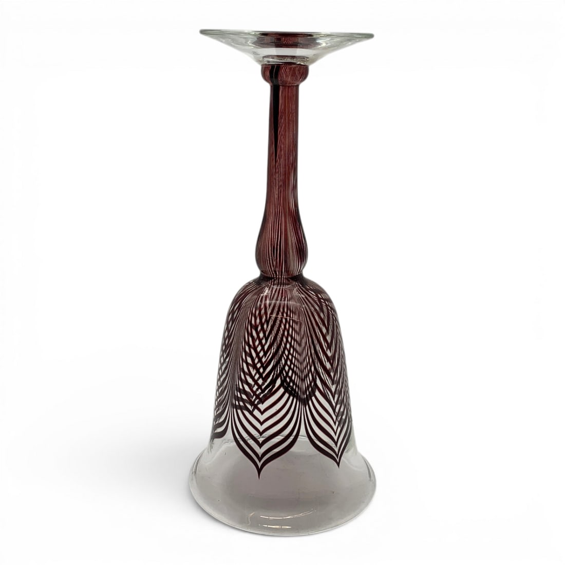 Lundberg Studios Pulled Feather Art Glass Goblet - 10