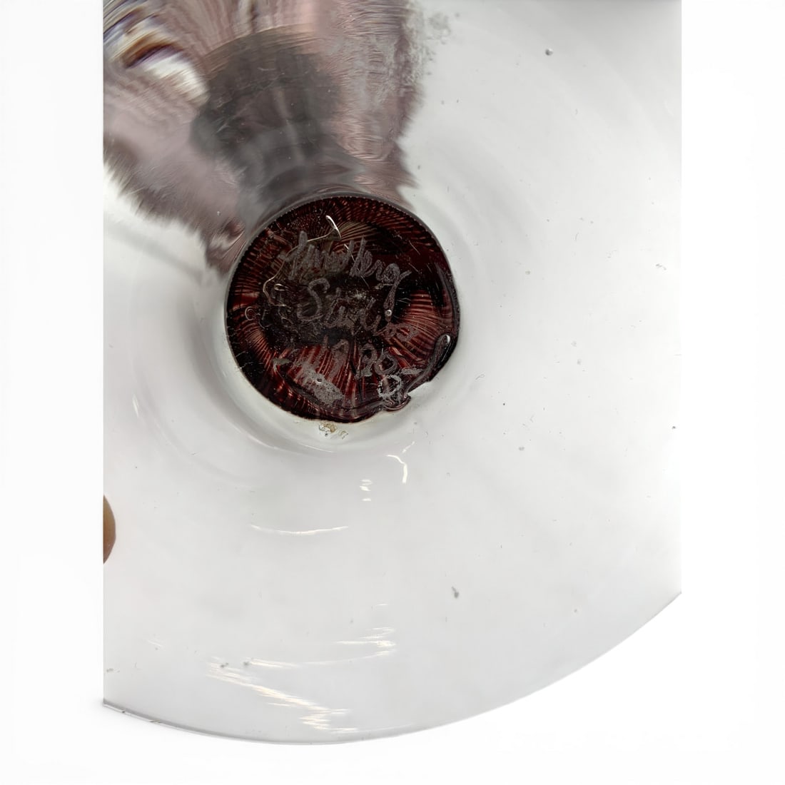 Lundberg Studios Pulled Feather Art Glass Goblet - 11