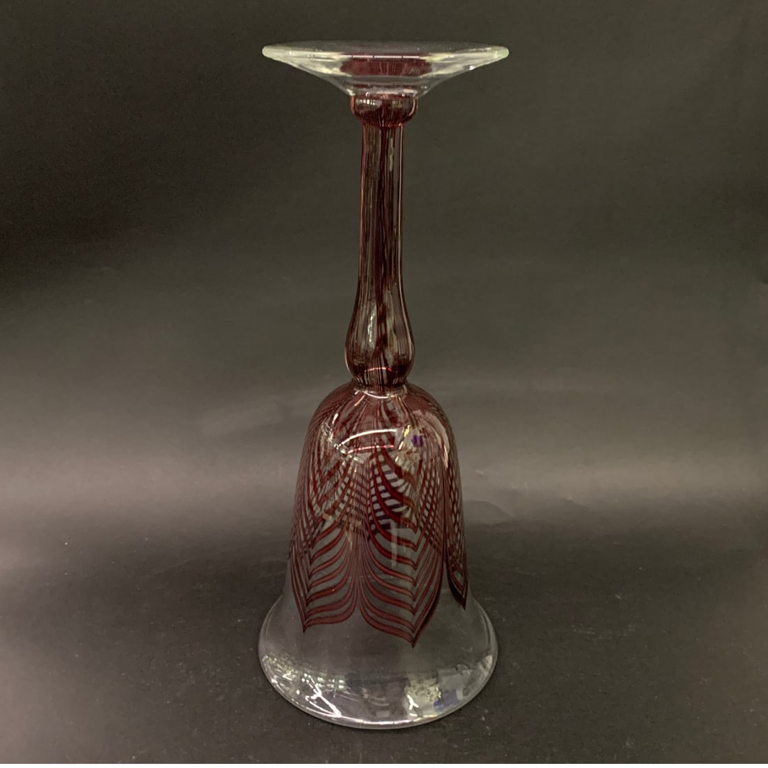 Lundberg Studios Pulled Feather Art Glass Goblet - 5