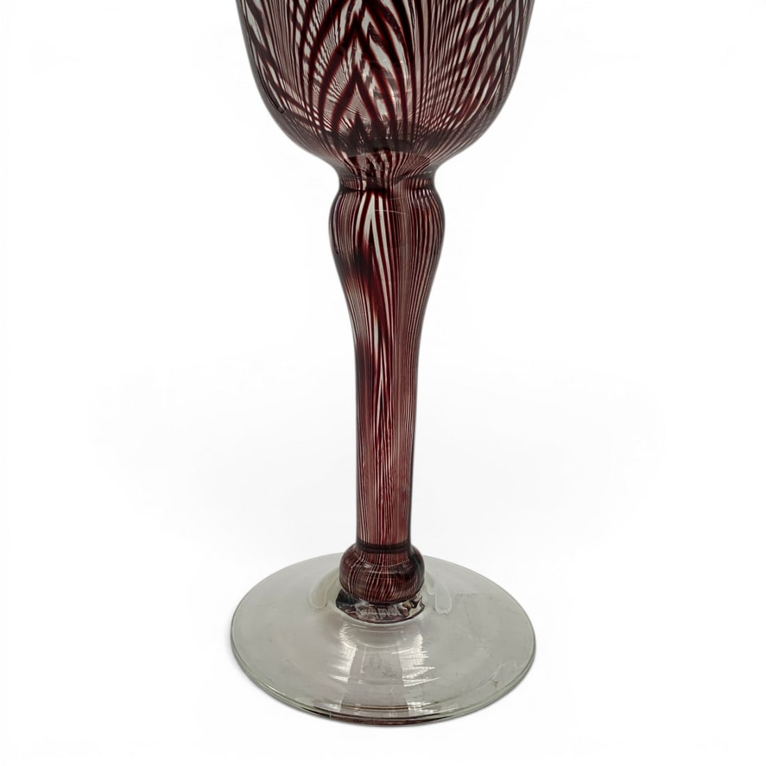 Lundberg Studios Pulled Feather Art Glass Goblet - 9