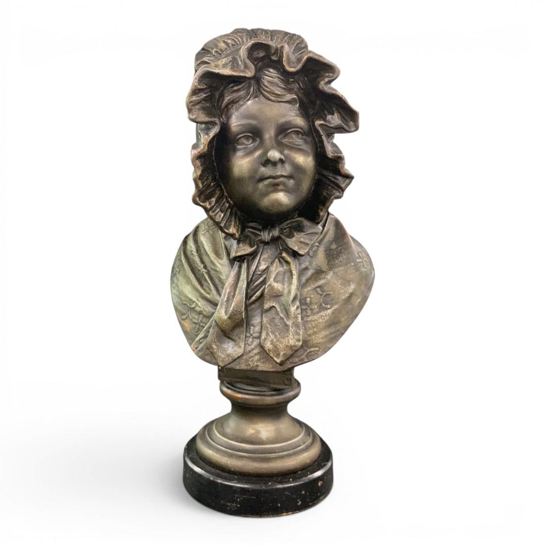 French Metal Sculpture Of Woman: French Metal Sculpture Of Woman 21" Tall