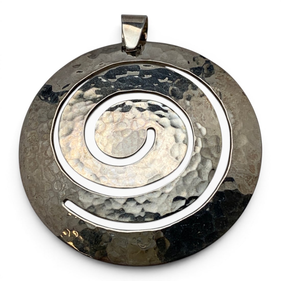 Sterling Silver Hammered Pendant - 4