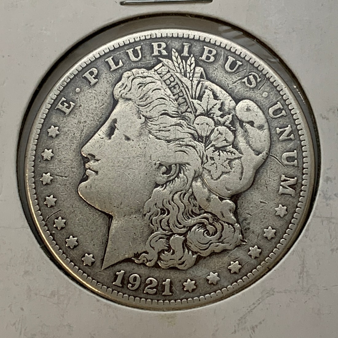 1921 S Morgan Silver Dollar: 90% Silver ContentMarked On Reverse: United States Of America, One Dollar
