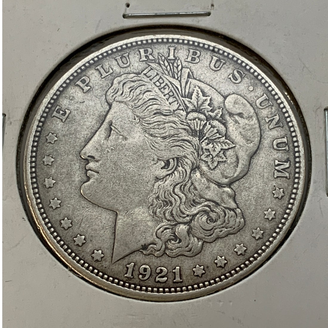1921 D Morgan Silver Dollar: 90% Silver ContentMarked On Reverse: United States Of America, One Dollar