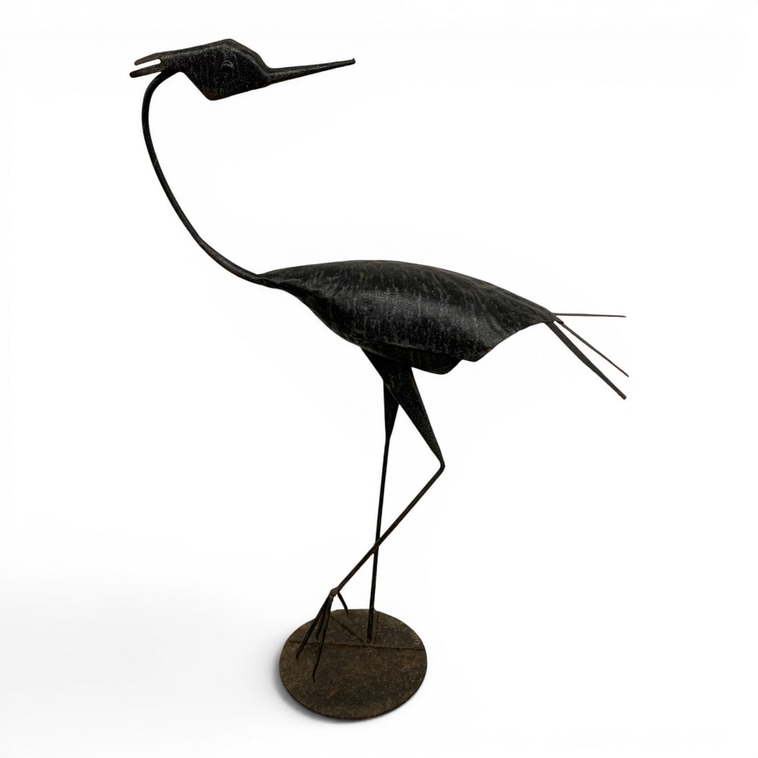 Tall Metal Heron Garden Sculpture: Tall Metal Heron Garden Sculpture Featuring A Sleek Black Finish46" Tall