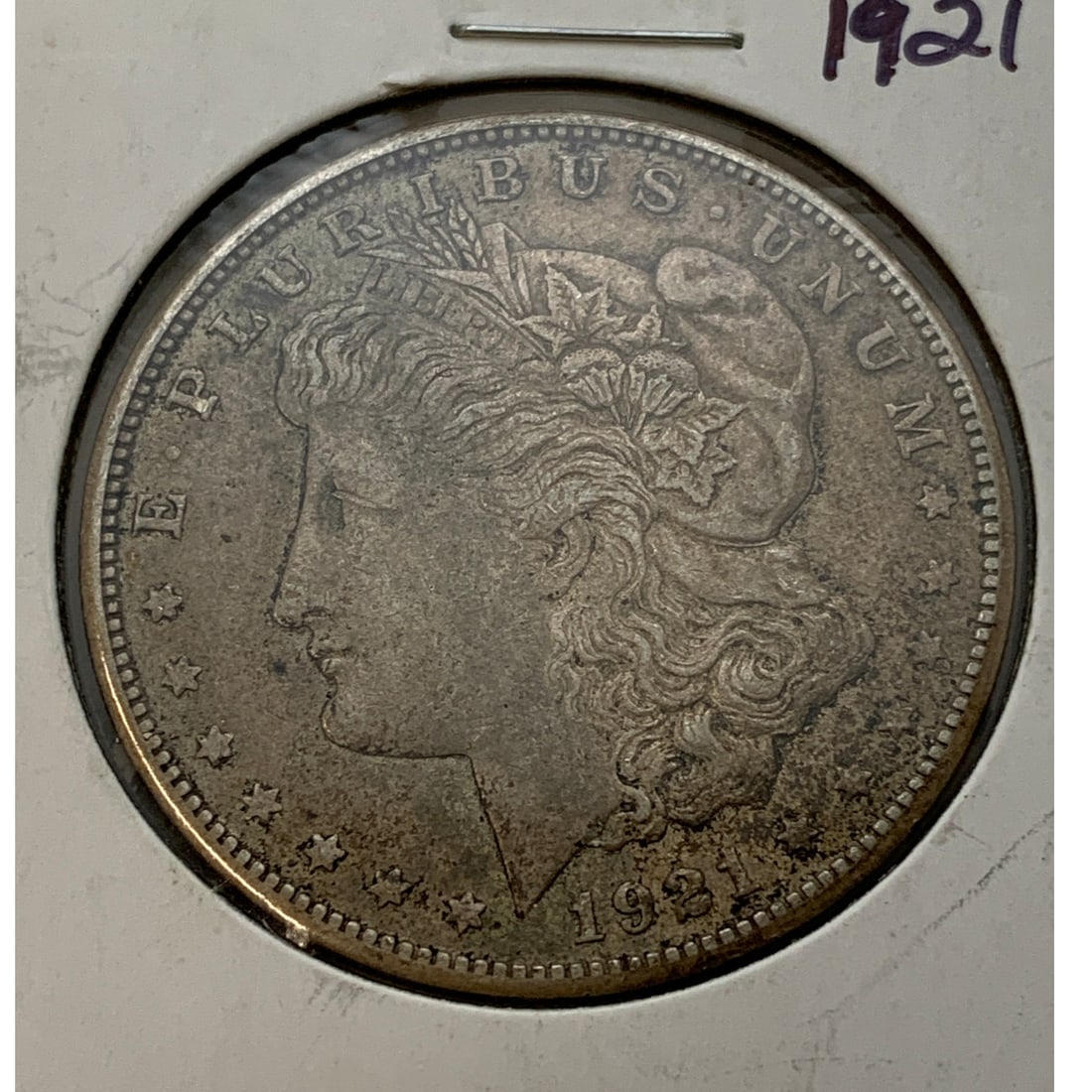 1921 Morgan Silver Dollar: 90% Silver ContentMarked On Reverse: United States Of America, One Dollar