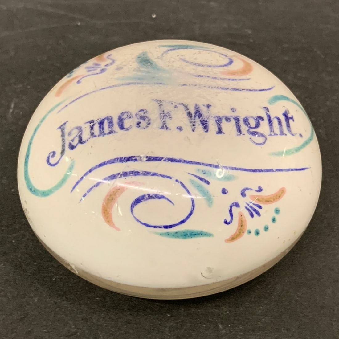 James F. Wright Art Glass Paperweight: James F. Wright Art Glass Paperweight1 3/4" Tall