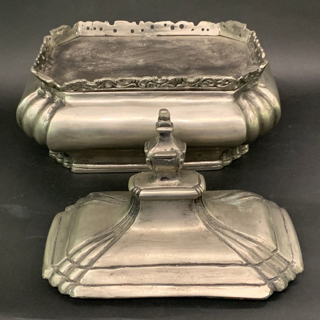 Antique Pewter Lidded Container - 5