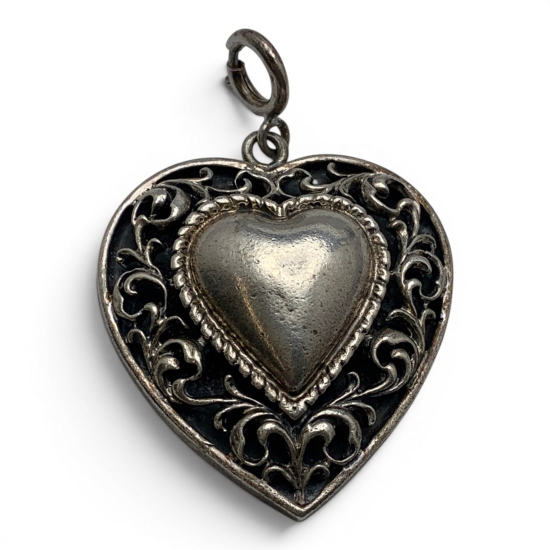 Vintage Danecraft Sterling Silver Heart Pendant: Vintage Sterling Silver Pendant Featuring A Heart Design Marked: Danecraft Sterling - 2" Long - 12.2 Grams