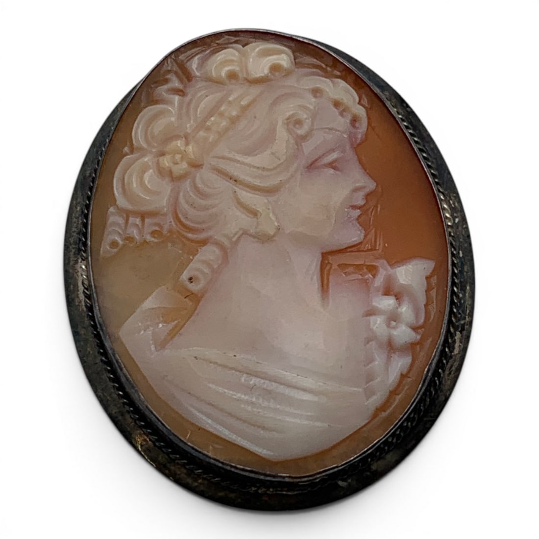 Vintage Sterling Silver Italian Cameo Pendant: Vintage Sterling Silver Italian Pendant/ Pin Featuring A Carved Cameo Plaque Marked: 925 - 1 3/8" Long - 3.5 Grams