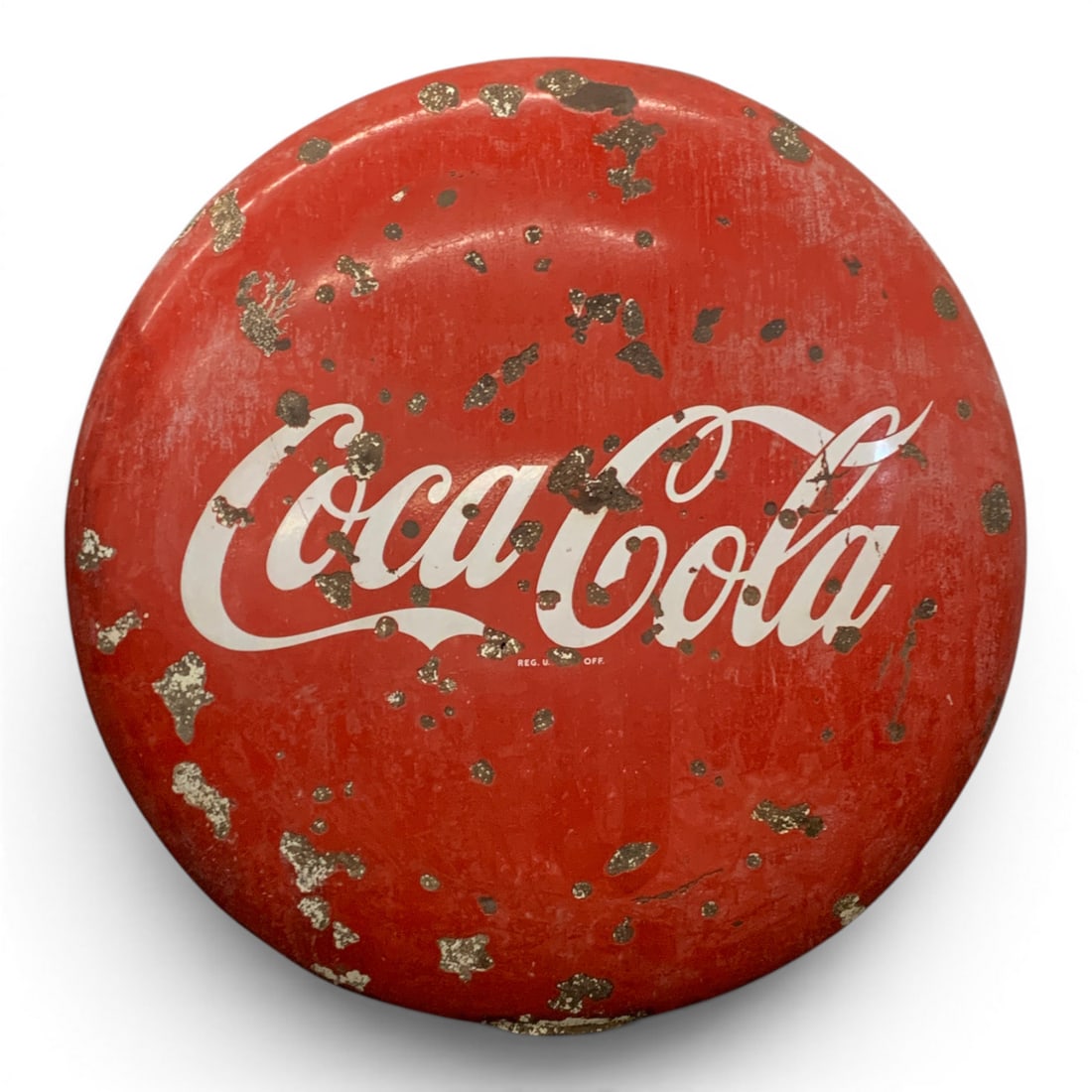 Vintage 1950's Red Metal Coca Cola Sign: Vintage 1950's Red Metal Coca Cola Sign 47 3/4" Diameter