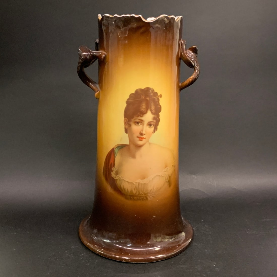 Antique Warwick Ioga Hand Painted Portrait Vase: Antique Warwick Ioga Hand Painted Porcelain Portrait Vase Marked On Bottom: Ioga Warwick 10 1/2" Tall