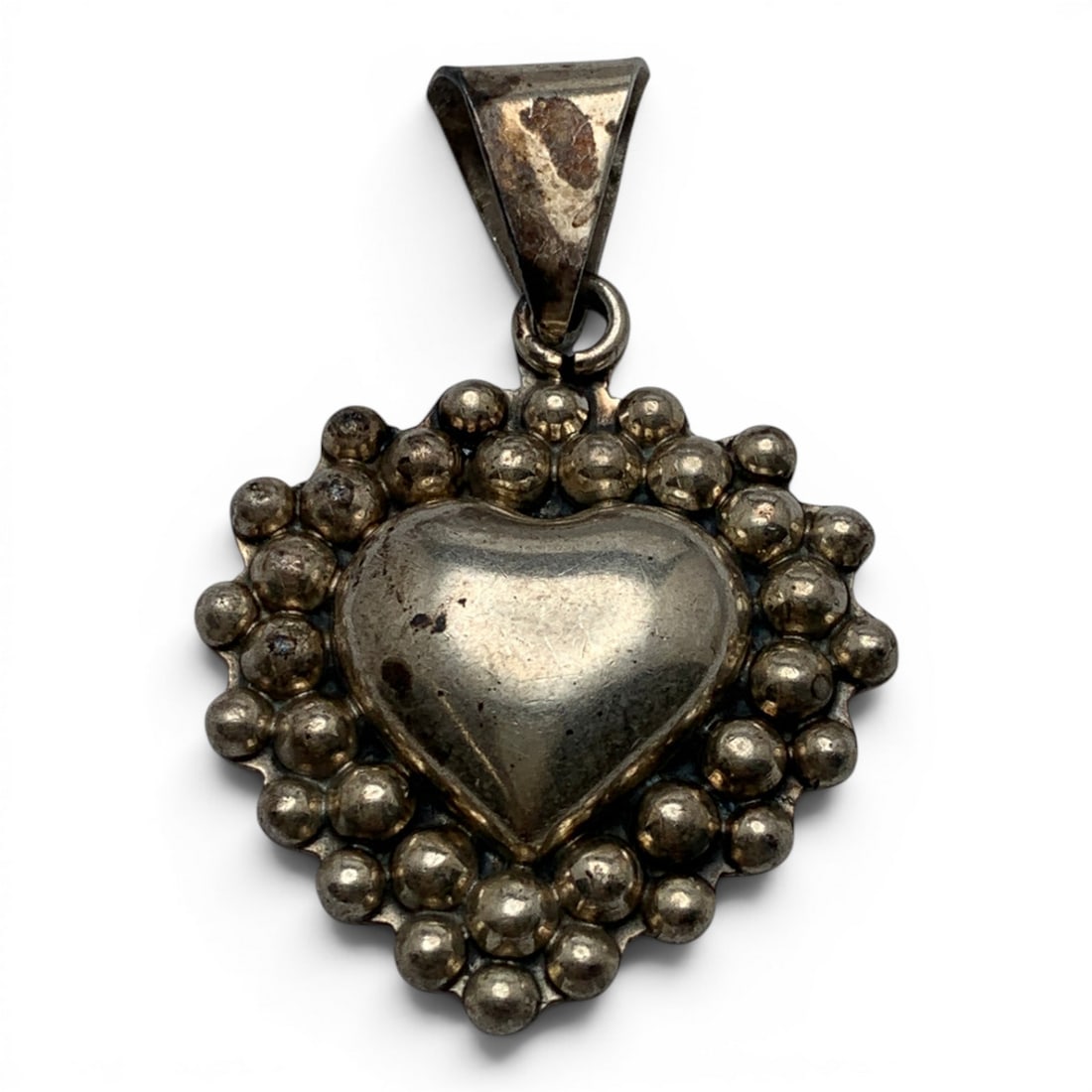 Vintage Sterling Silver Heart Pendant: Vintage Sterling Silver Heart Pendant Featuring A Heart Design Marked: 925 - 1 7/8" Long - 9.3 Grams