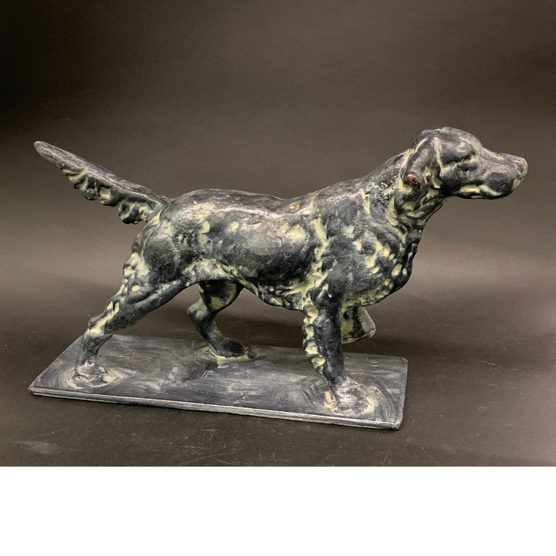Black Cast Iron Dog Figurine Sculpture: Black Cast Iron Dog Figurine Sculpture 14" Long