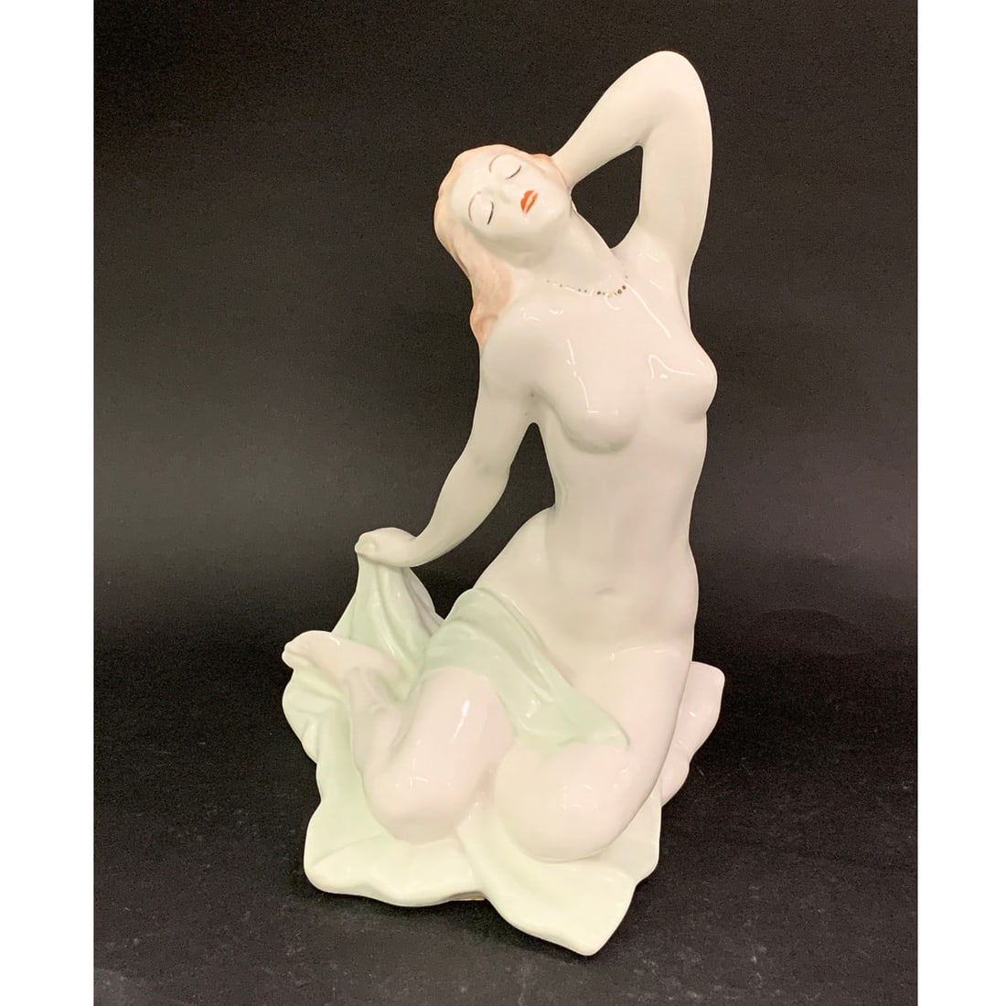 Vintage Aquincum Porcelain Figurine: Vintage Aquincum Porcelain Figurine Featuring A Seated Nude Lady.Bears Tags & Marks On Bottom: Hand Made Hungary, Aquincum Hand Painted9 1/2" Tall
