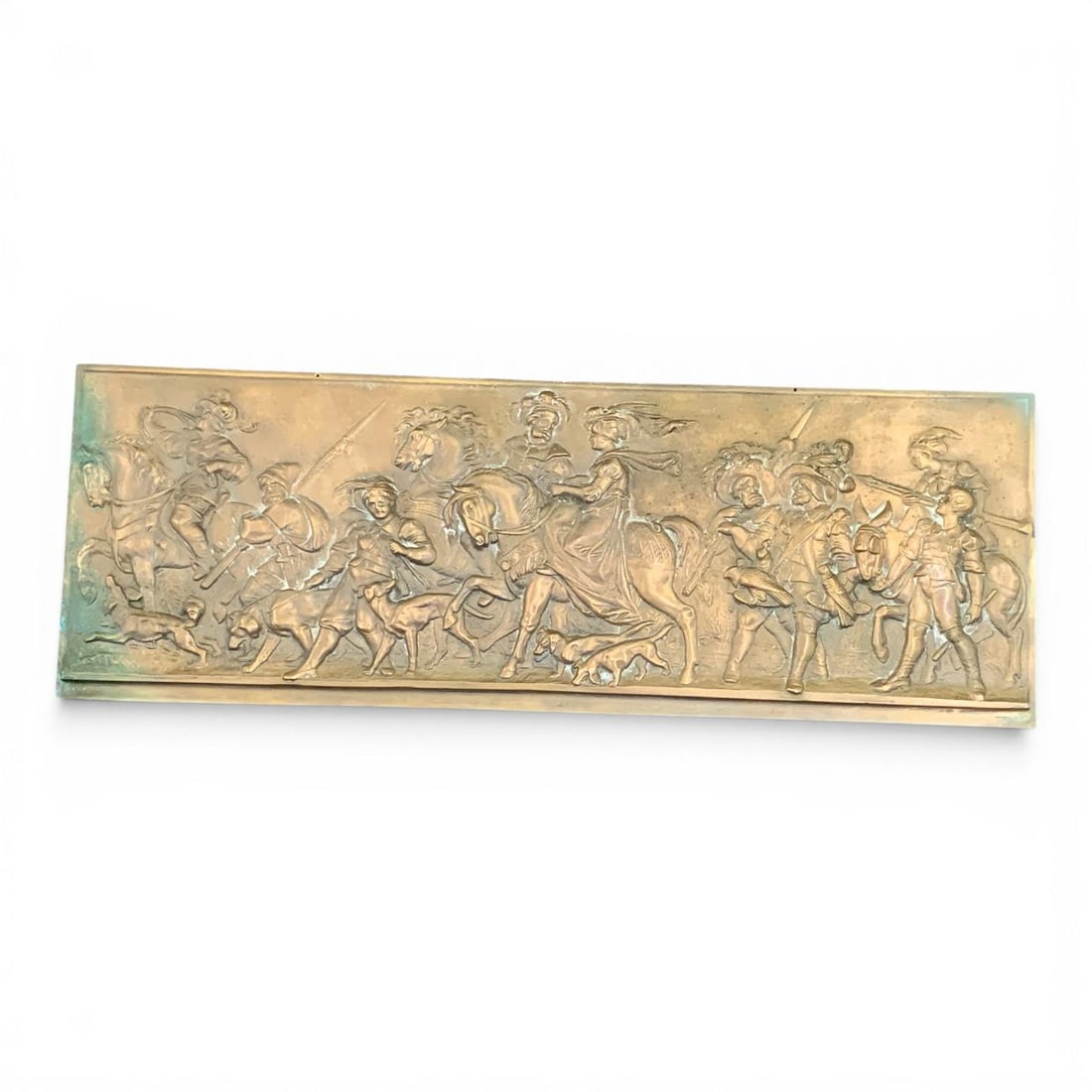 Signed Bronze Relief Plaque Of Medieval Army (1 of 4)