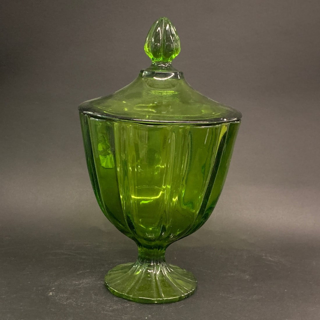 Viking Epic Six Petal Avocado Green Candy Dish: Viking Epic Six Petal Avocado Green Lidded Candy Dish10 3/4" Tall