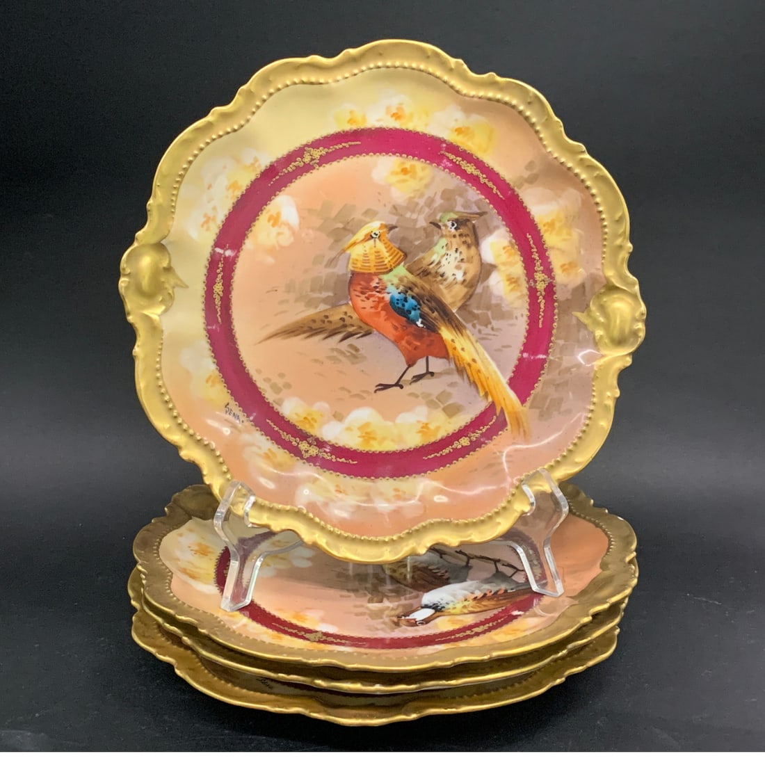 4 Antique Limoges Porcelain Game Bird Plates (1 of 18)