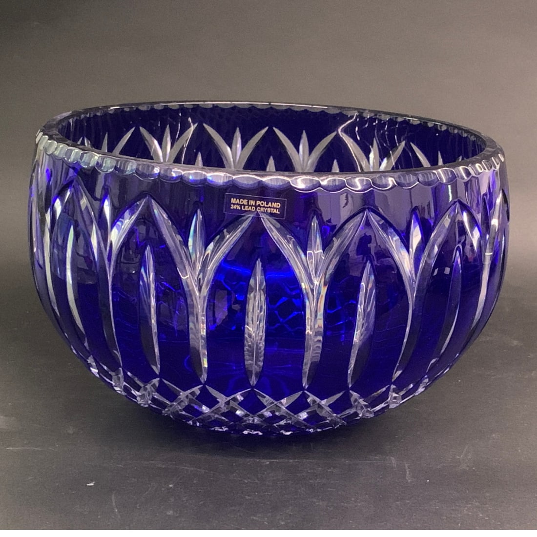 Vintage Bohemian Cobalt Blue Cut-to-clear Bowl: Vintage Bohemian Cobalt Blue Cut-to-clear Crystal BowlMarked On Sticker: Made In Poland, 24% Lead Crystal8 3/4" Diameter - 5 3/4" Tall